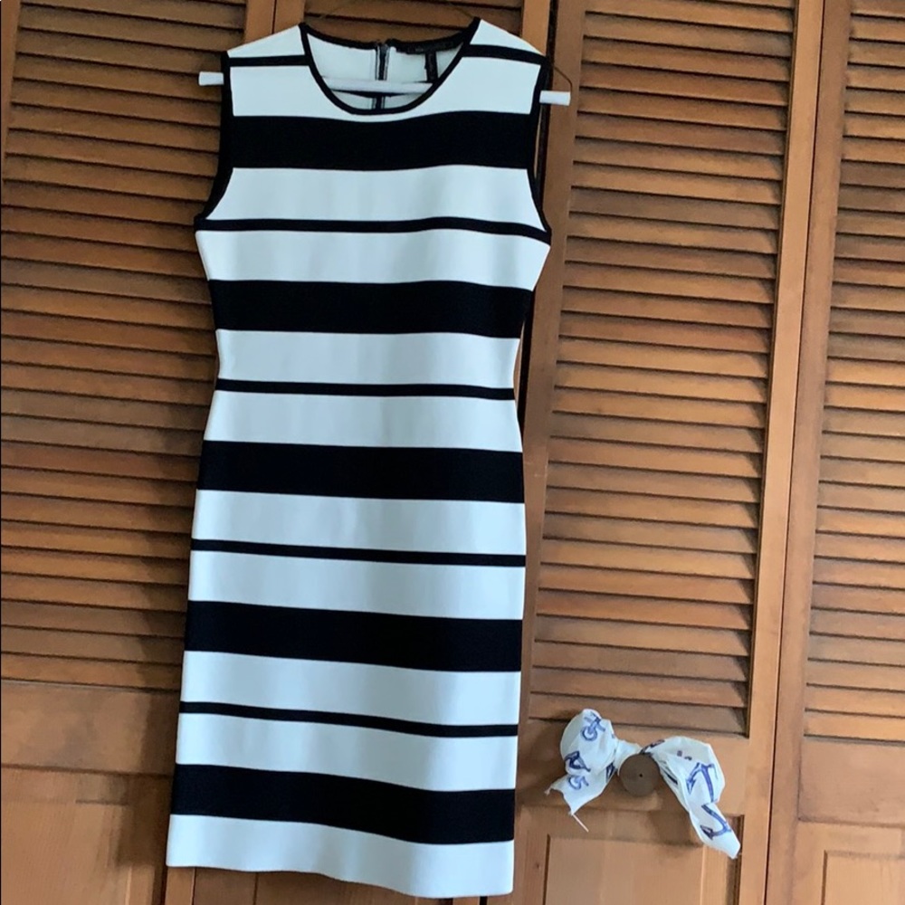 Black and white striped dress